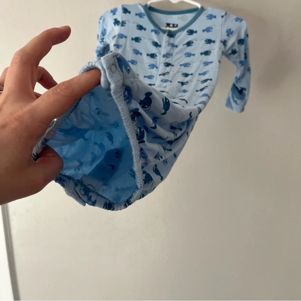 Kickee Pants Convertible Gown Pond Angler Fish Bamboo Size 3-6 Months